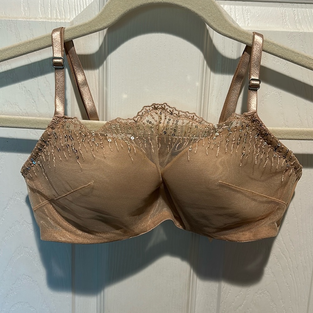 NWT - Soma The Camisole Bra Bridget Sequins Cascade soft tan  36A